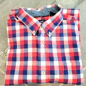 Mens Chaps Plaid Button Down Short Sleeve Shirt